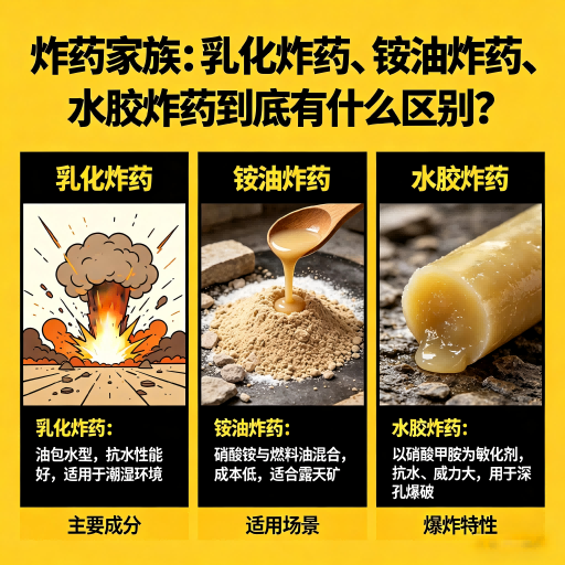 于洪炸药家族：乳化炸药、铵油炸药、水胶炸药到底有什么区别？